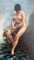 Peinture à l'huile sur carton représentant une femme nue