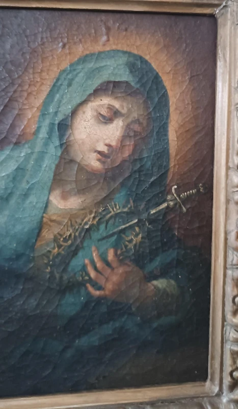 Antico dipinto ad olio su tela "Nostra Signora Addolorata"