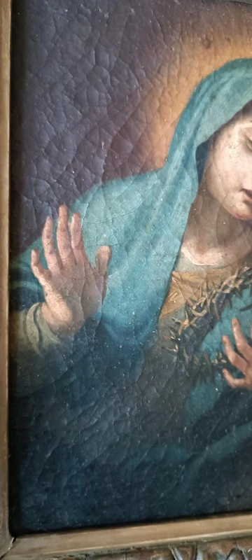 Antico dipinto ad olio su tela "Nostra Signora Addolorata"