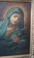 Antico dipinto ad olio su tela "Nostra Signora Addolorata"