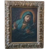 Antico dipinto ad olio su tela "Nostra Signora Addolorata"