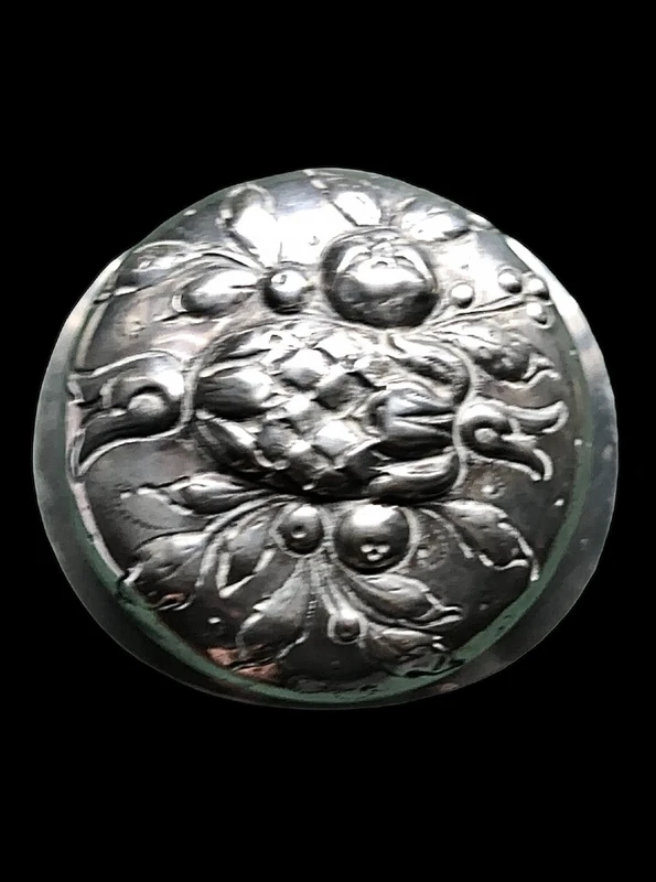 Embossed silver tea box with fruit motifs. Germany.