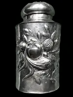 Embossed silver tea box with fruit motifs. Germany.