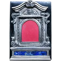 "Pace-edicola" in embossed silver with a lapis lazuli inlay.
