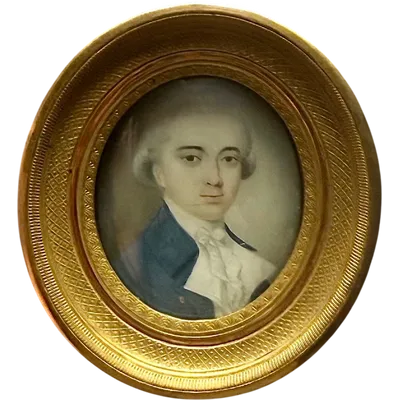 Oil-on-ivory miniature depicting a male figure.