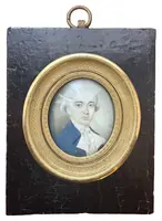 Oil-on-ivory miniature depicting a male figure.