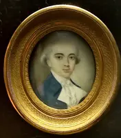 Oil-on-ivory miniature depicting a male figure.