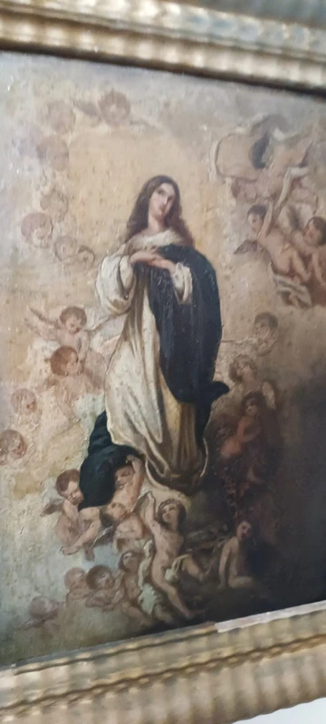 dipinto antico olio su tavola Immacolata XVIII secolo