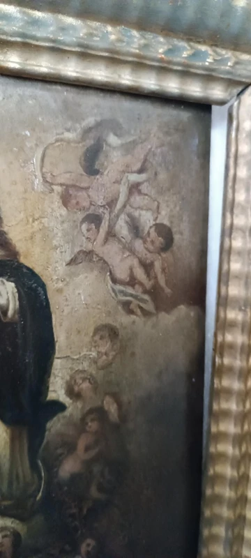 dipinto antico olio su tavola Immacolata XVIII secolo