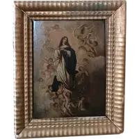 dipinto antico olio su tavola Immacolata XVIII secolo