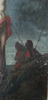 Huile sur toile ancienne représentant la crucifixion du Christ, XVIIIe siècle