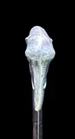 A walking stick with a silver knob shaped like an elephant's head.