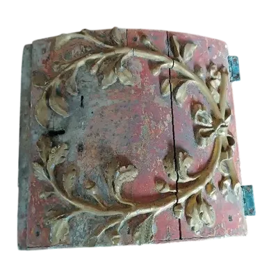 Antique tabernacle door made of lacquered and gilded wood
