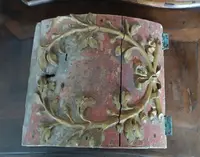 Antique tabernacle door made of lacquered and gilded wood
