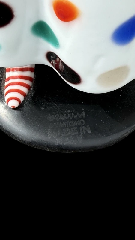 Lacquered glass sculpture with polychrome details, “Harlequin”