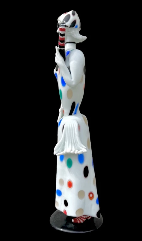 Lacquered glass sculpture with polychrome details, “Harlequin”