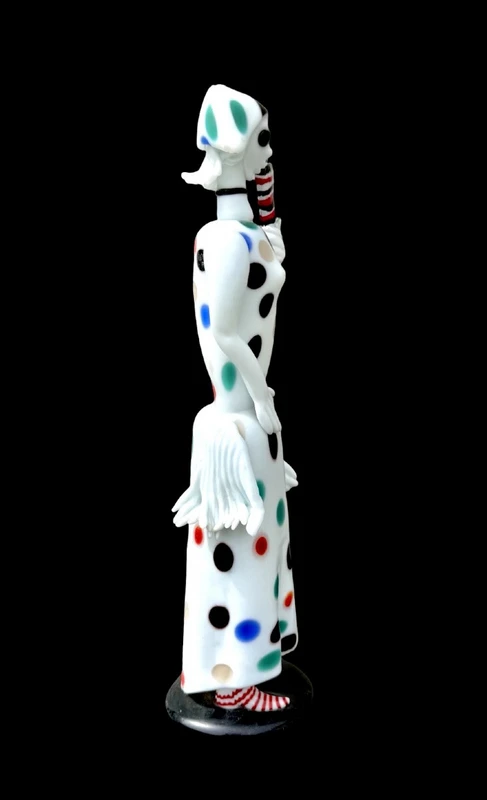 Lacquered glass sculpture with polychrome details, “Harlequin”