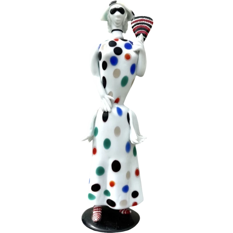 Lacquered glass sculpture with polychrome details, “Harlequin”