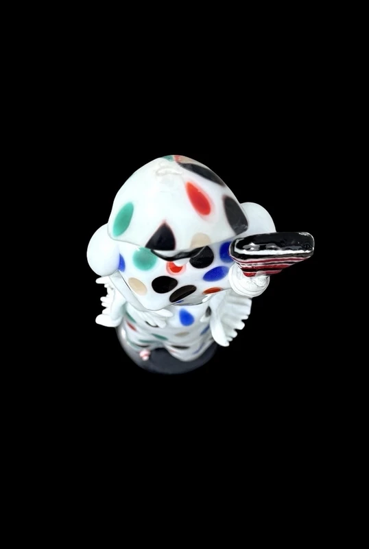 Lacquered glass sculpture with polychrome details, “Harlequin”