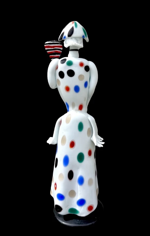 Lacquered glass sculpture with polychrome details, “Harlequin”