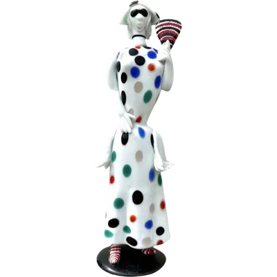 Lacquered glass sculpture with polychrome details, “Harlequin”