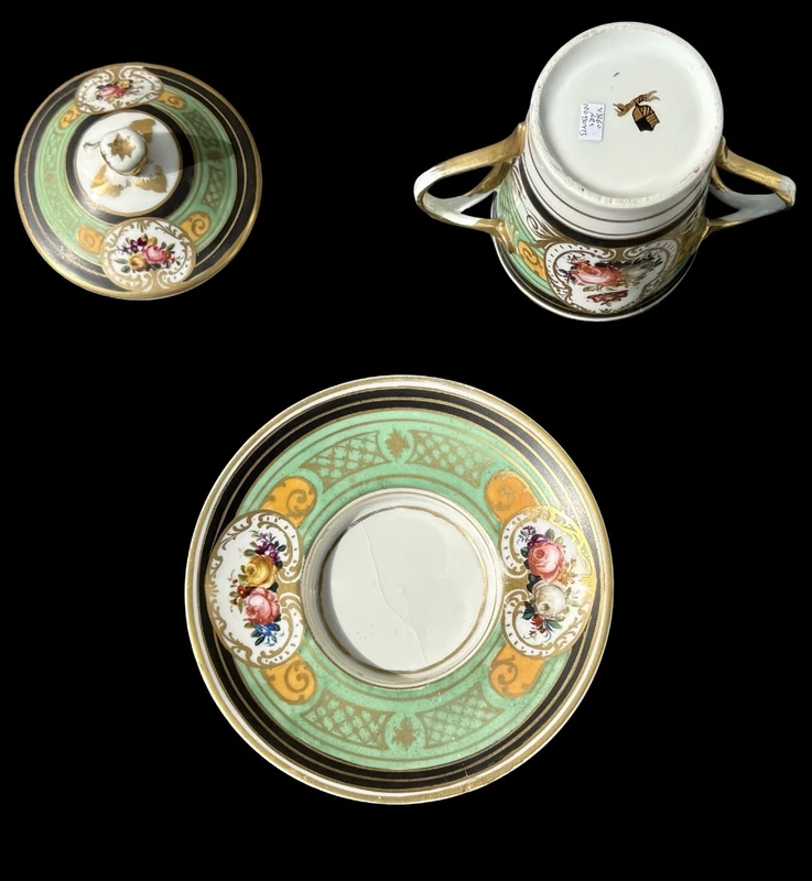 Porcelain maternity mug with floral patterns, geometric motifs, and gold accents.