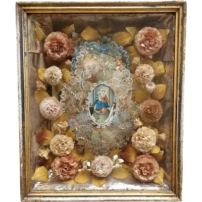 Vitrine de dévotion « Notre-Dame du Rosaire », XIXe siècle, 40 x 33 cm