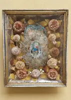 Vitrine de dévotion « Notre-Dame du Rosaire », XIXe siècle, 40 x 33 cm
