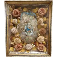Vitrine de dévotion « Notre-Dame du Rosaire », XIXe siècle, 40 x 33 cm