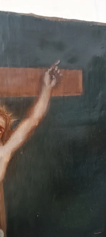 Antico olio su tela "crocifissione" scuola italiana XVIII secolo