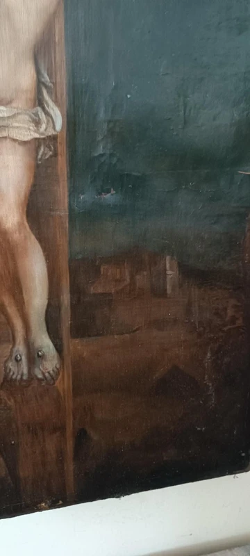 Antico olio su tela "crocifissione" scuola italiana XVIII secolo