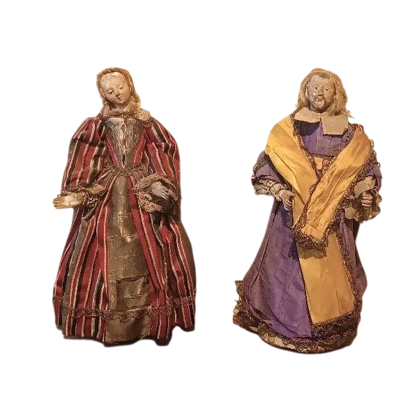 Antica coppia piccoli manichini XVIII secolo Italia