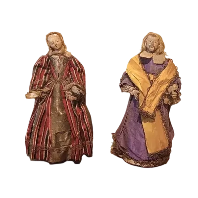 Antica coppia piccoli manichini XVIII secolo Italia