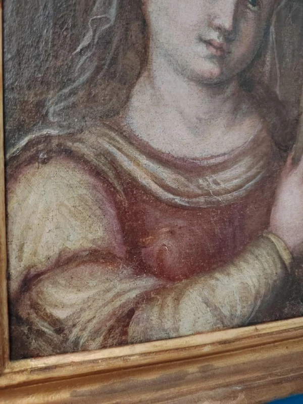 Antico olio su tela XVII secolo scuola toscana-Santa Barbara