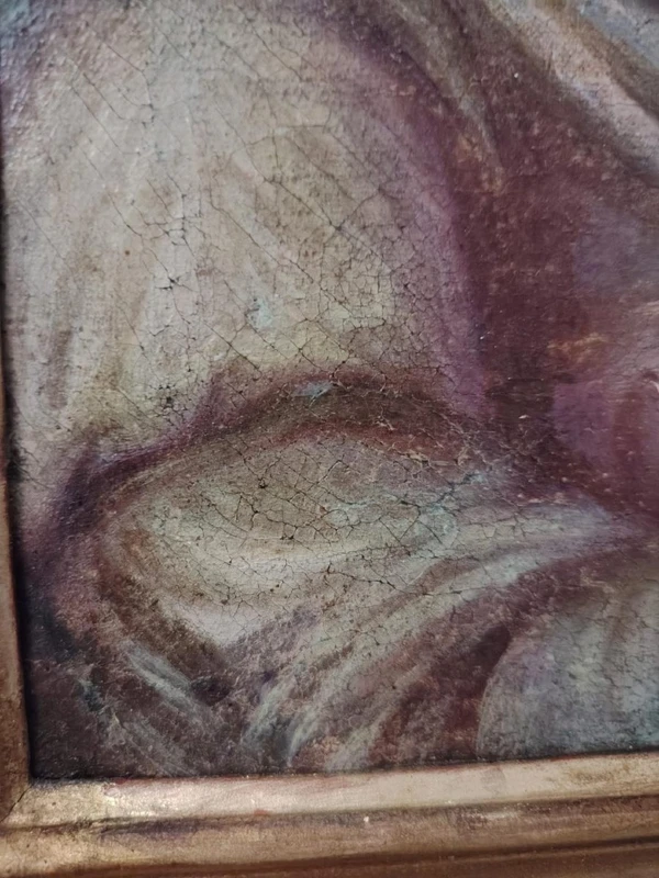 Antico olio su tela XVII secolo scuola toscana-Santa Barbara