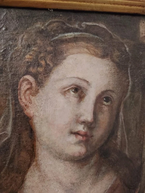 Antico olio su tela XVII secolo scuola toscana-Santa Barbara