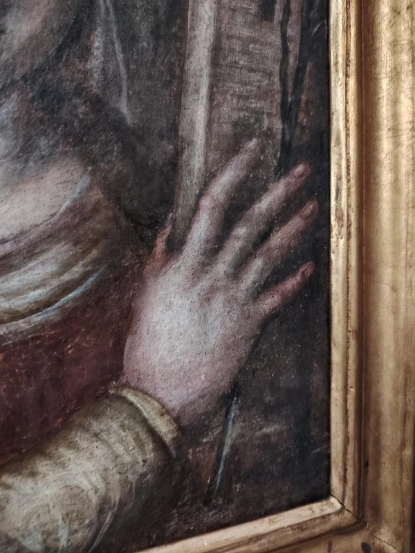 Antico olio su tela XVII secolo scuola toscana-Santa Barbara
