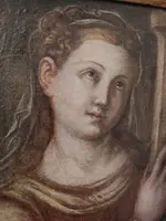 Antico olio su tela XVII secolo scuola toscana-Santa Barbara