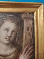 Antico olio su tela XVII secolo scuola toscana-Santa Barbara