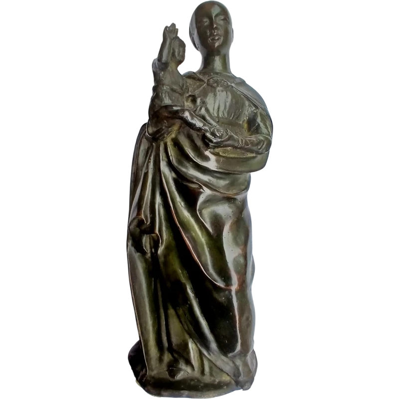 Vierge à l'Enfant. Sculpture en bronze franco-flamande du début du XVIe siècle. 