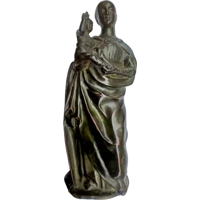 Madonna and Child. Early 16th-century Franco-Flemish bronze sculpture. 