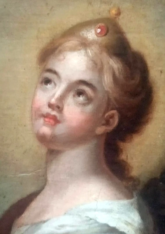 Sainte Cécile en extase, jouant de l'épinette. École italienne ou française du XVIIIe siècle 