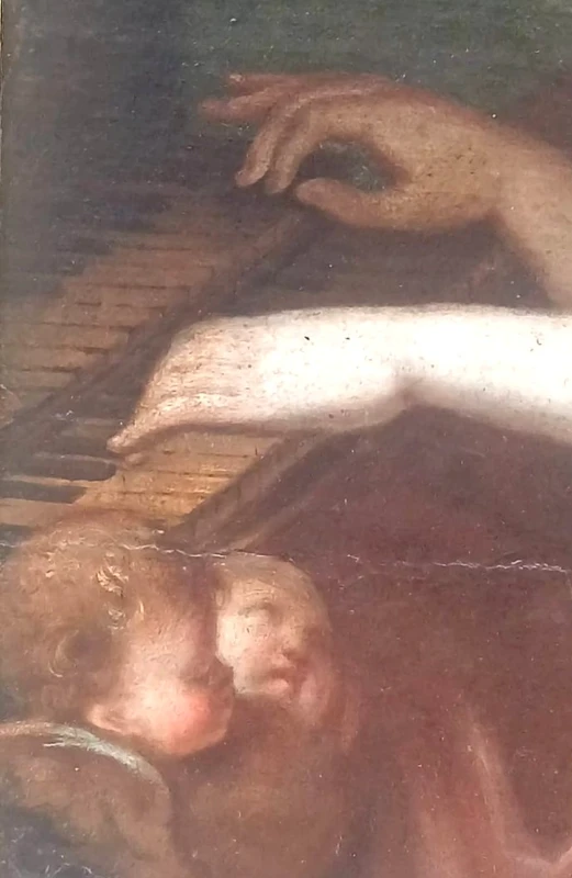 Sainte Cécile en extase, jouant de l'épinette. École italienne ou française du XVIIIe siècle 