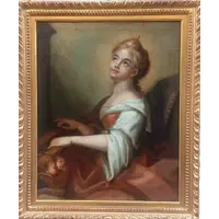 Sainte Cécile en extase, jouant de l'épinette. École italienne ou française du XVIIIe siècle 