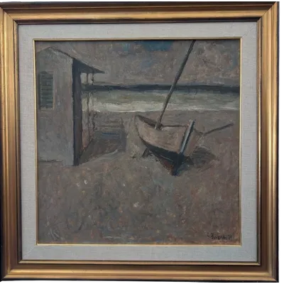 Giuseppe Manfredi (Seravezza, 1934 – Montecatini Terme, 1987) *Boat on the Beach*, 1971
