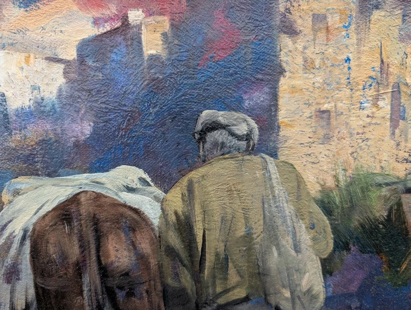 Giulio Da Vicchio – Farmer with a Mule in the Village; Oil on canvas