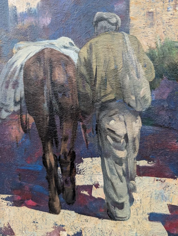 Giulio Da Vicchio – Farmer with a Mule in the Village; Oil on canvas