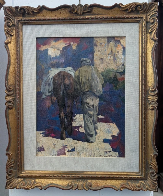 Giulio Da Vicchio – Farmer with a Mule in the Village; Oil on canvas