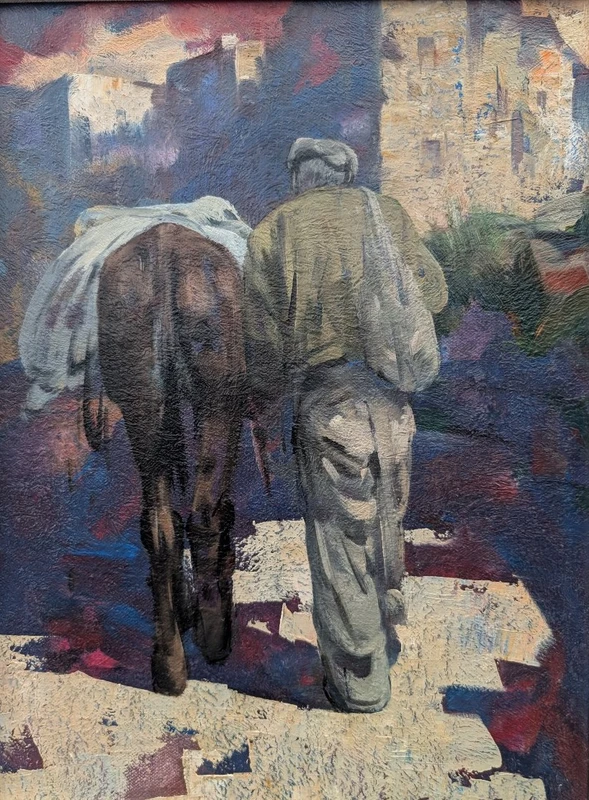 Giulio Da Vicchio – Farmer with a Mule in the Village; Oil on canvas