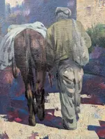Giulio Da Vicchio – Farmer with a Mule in the Village; Oil on canvas